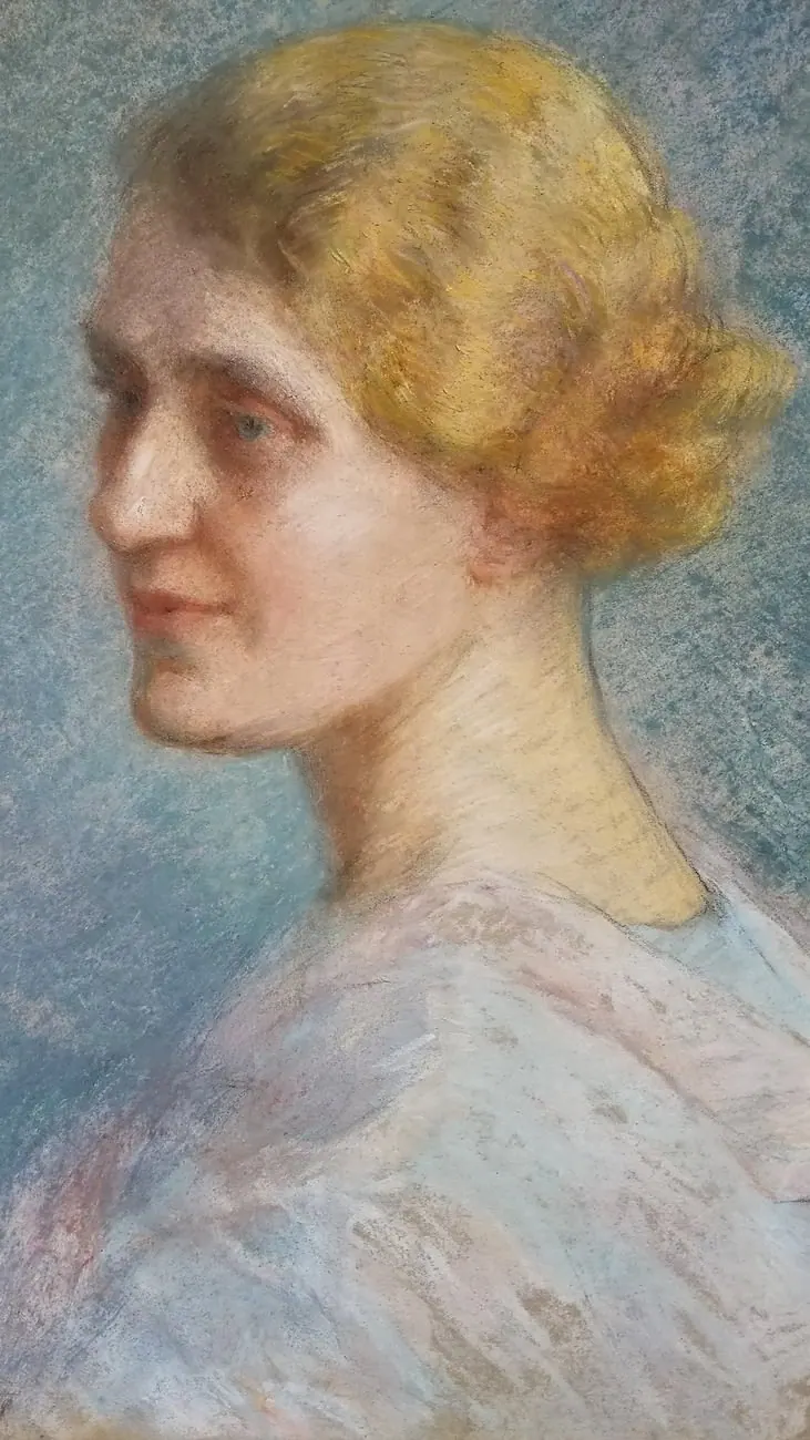 Traitement d’une déchirure sur papier, des taches et des auréoles — pastel après dégât des eaux — Après — taches et auréoles résorbées, déchirure refermée